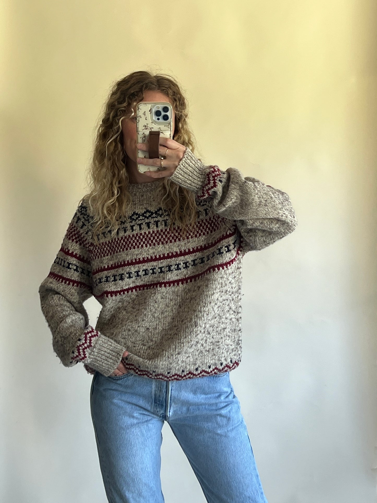 Vintage Sarby Wool Patterned Sweater (XL)