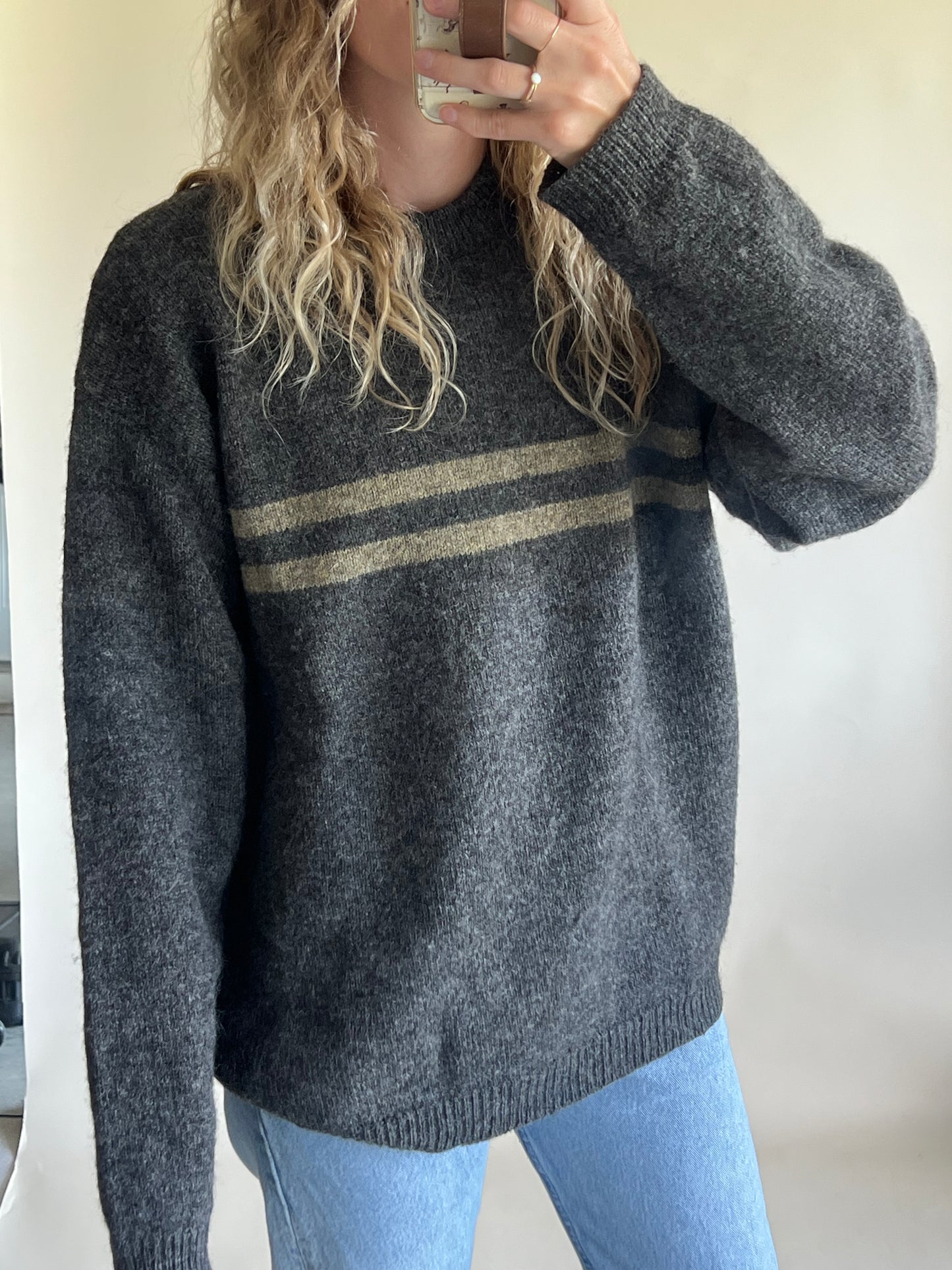 Shetland Wool Striped Sweater (Men's S)