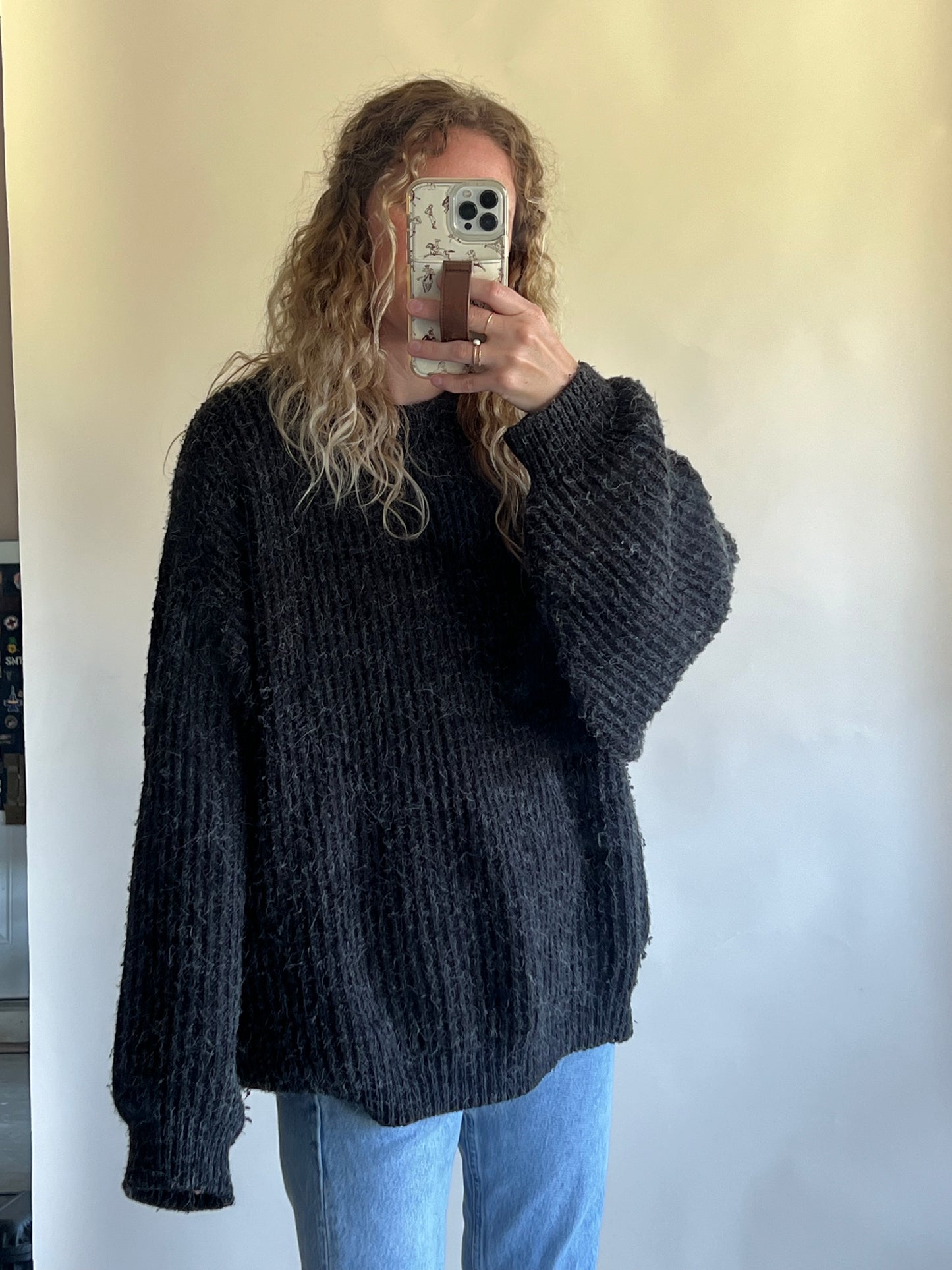 NICO Charcoal Grey Fuzzy Sweater (XL)