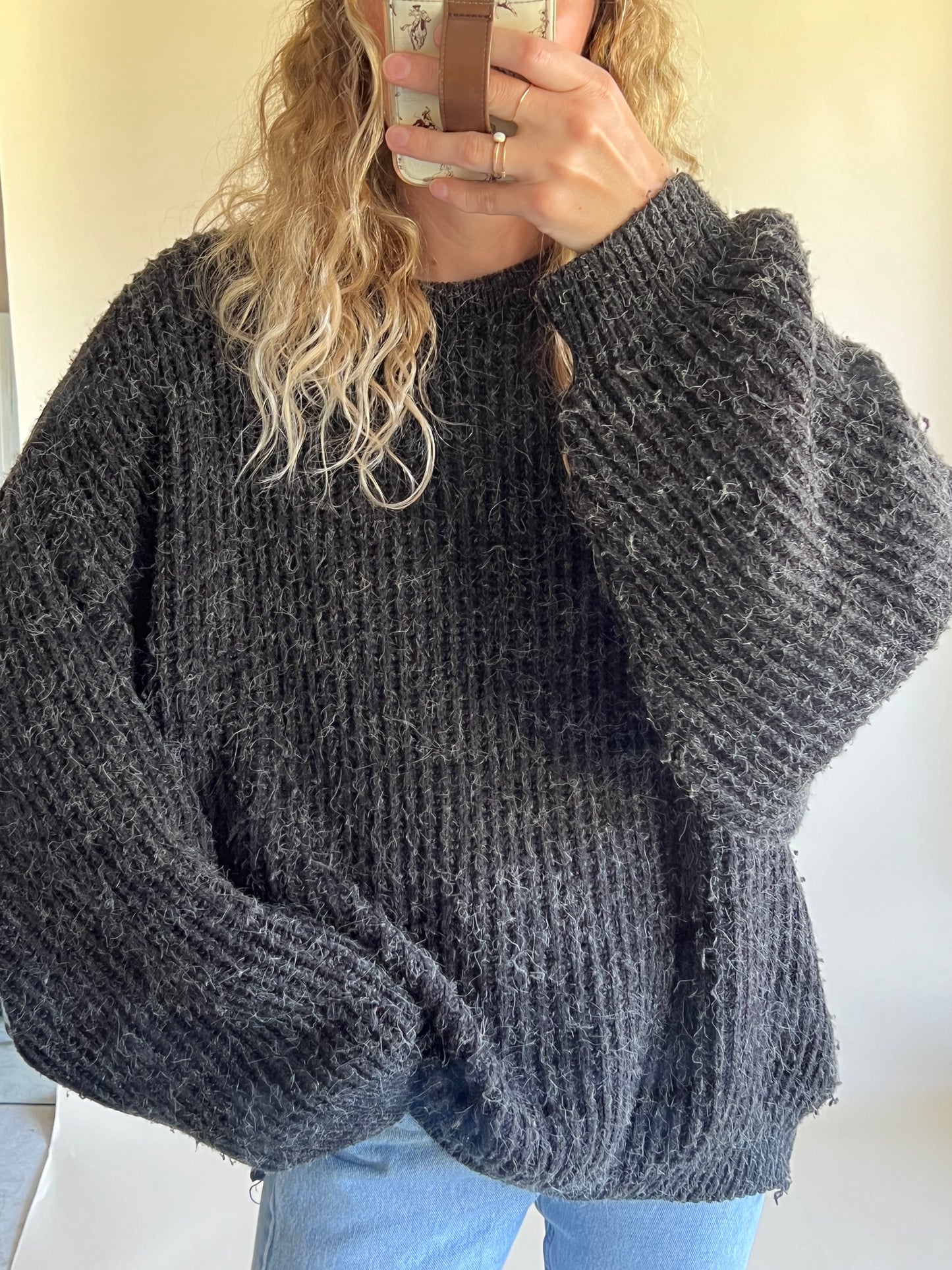 NICO Charcoal Grey Fuzzy Sweater (XL)