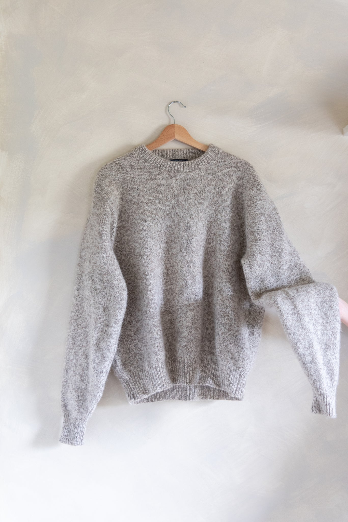 Land's End Speckled Oatmeal Wool Sweater (XL)