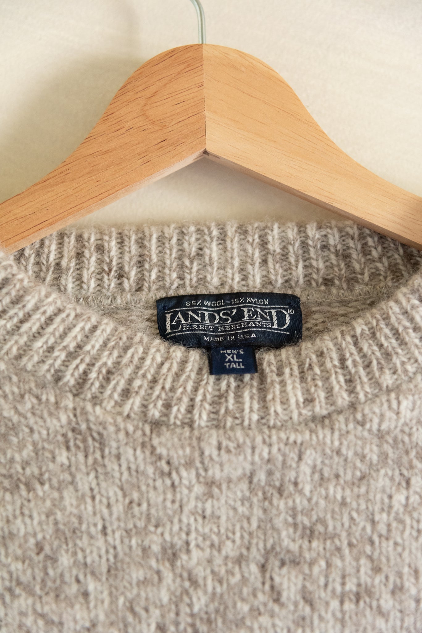 Land's End Speckled Oatmeal Wool Sweater (XL)