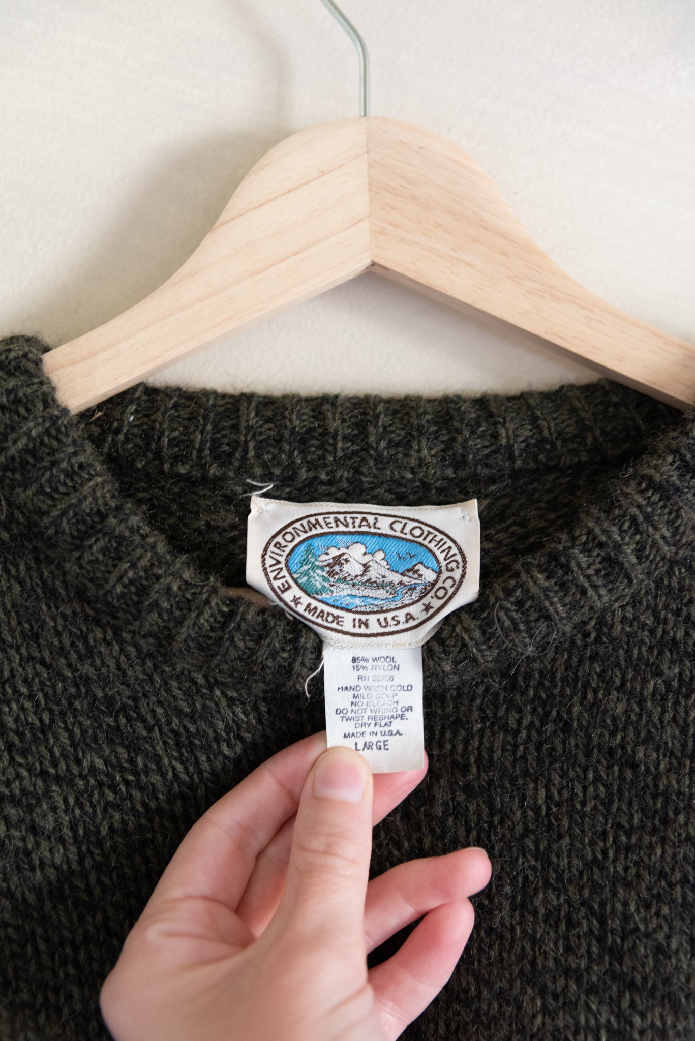 Environmental Clothing Co. Wool Sweater in Green (L)