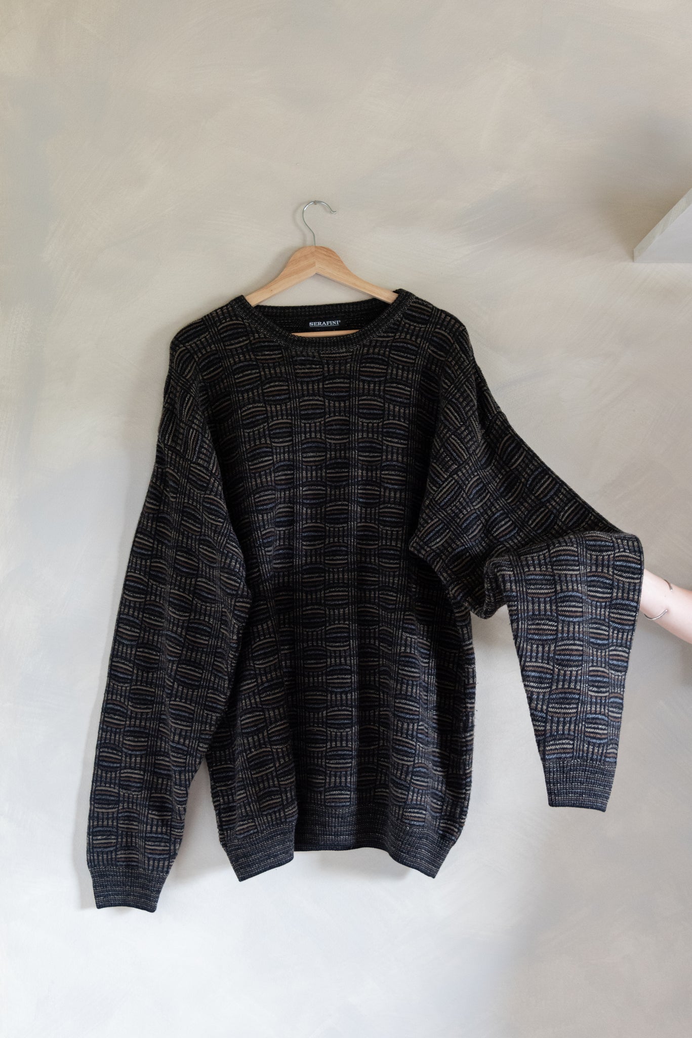 Vintage Patterned Basket Weave Sweater (XLT)