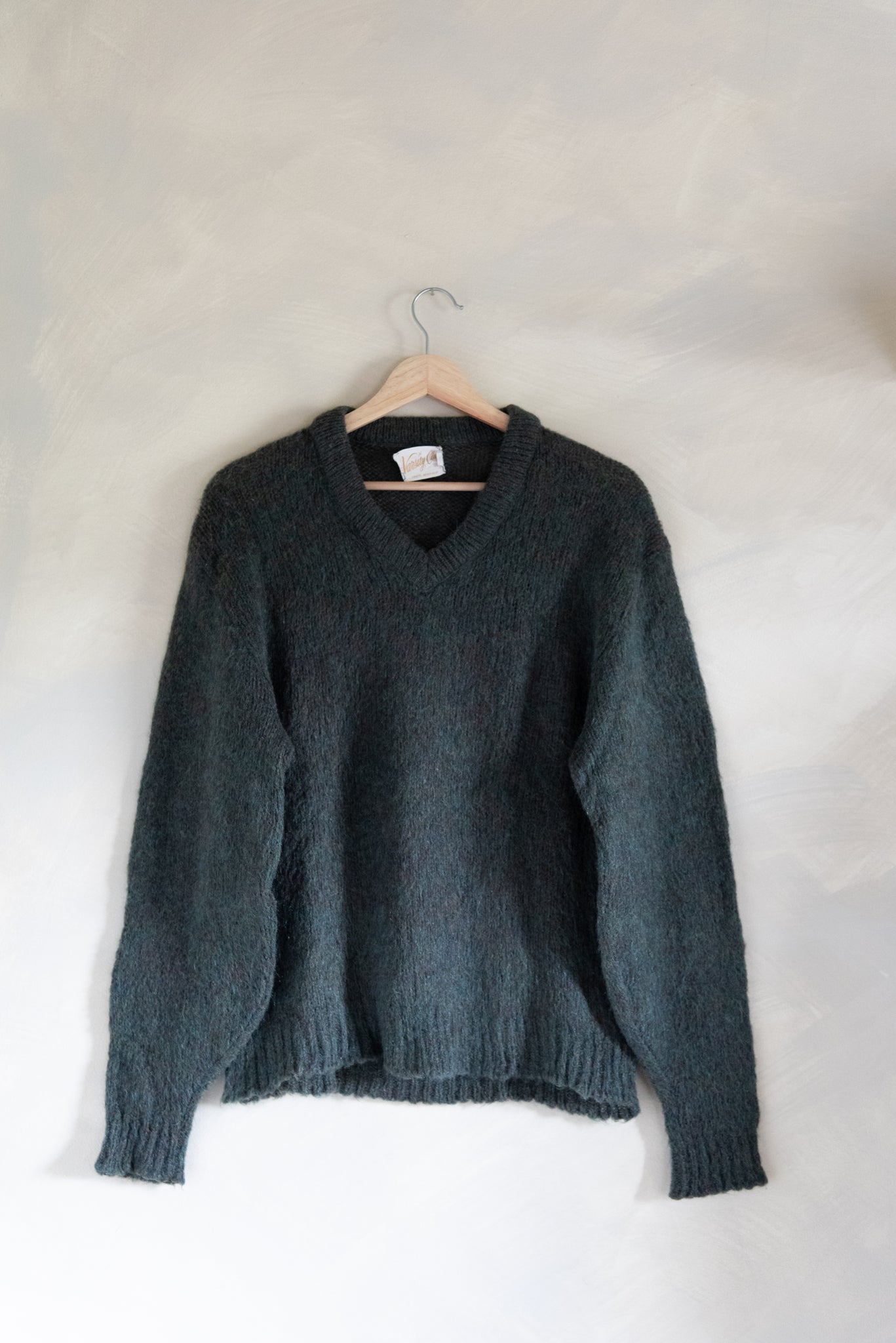 Vintage Varsity Club 100% Mohair Sweater in Marbled Green (M)