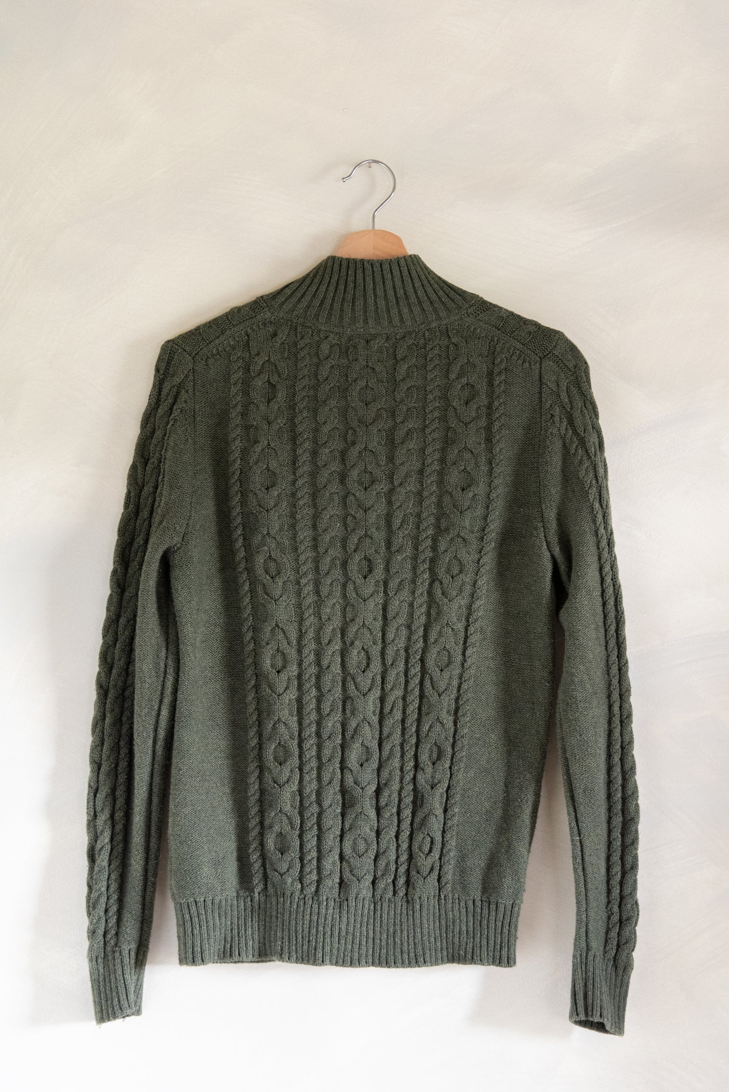 LL Bean Green Cable Knit Full Zip (M)