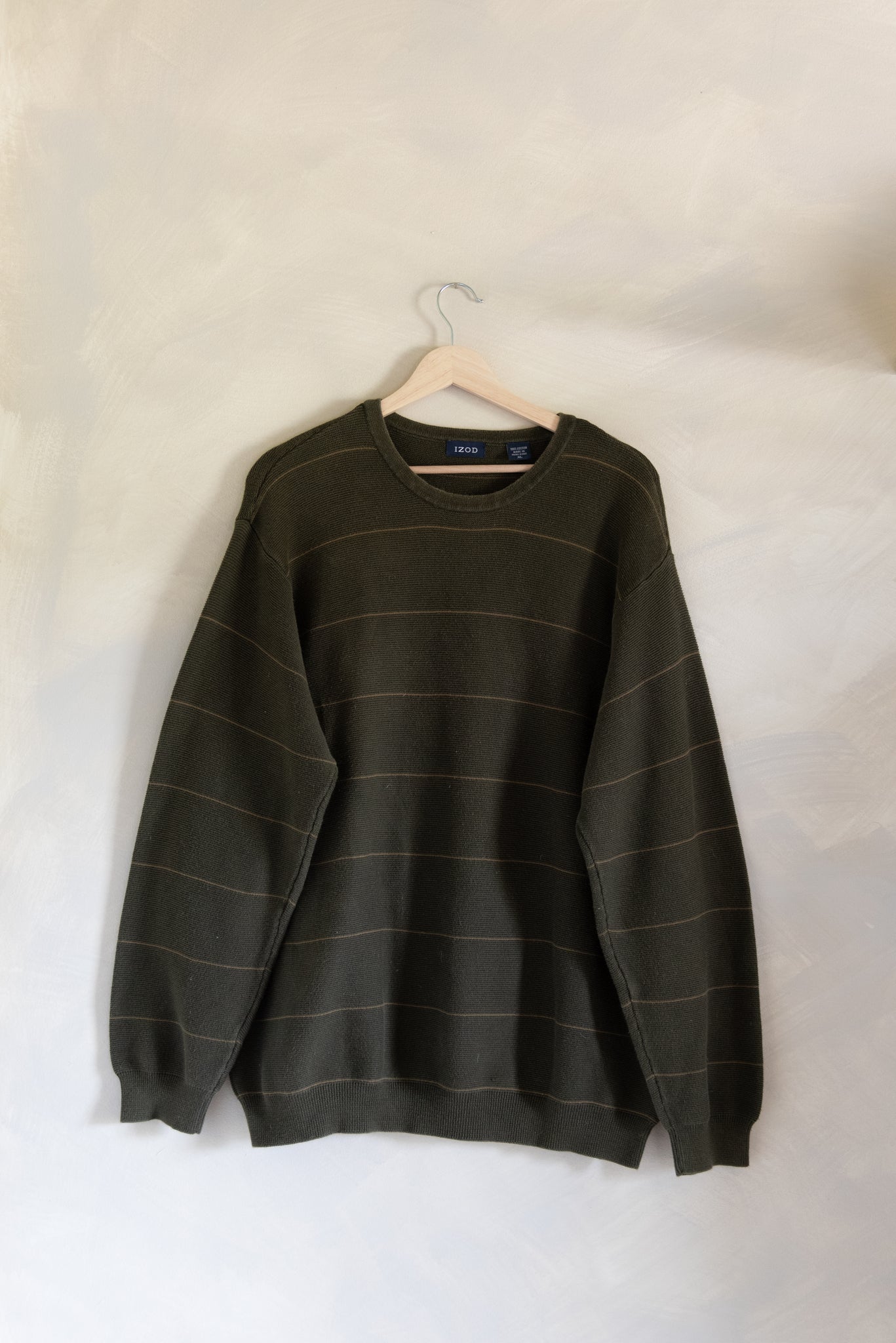 Green Cotton Sweater w/ Golden Stripes (XL)