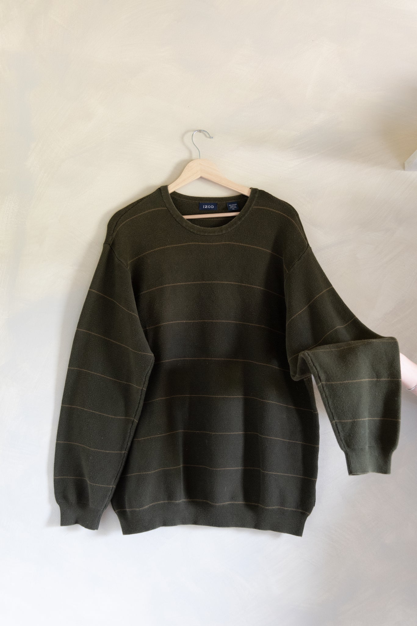 Green Cotton Sweater w/ Golden Stripes (XL)