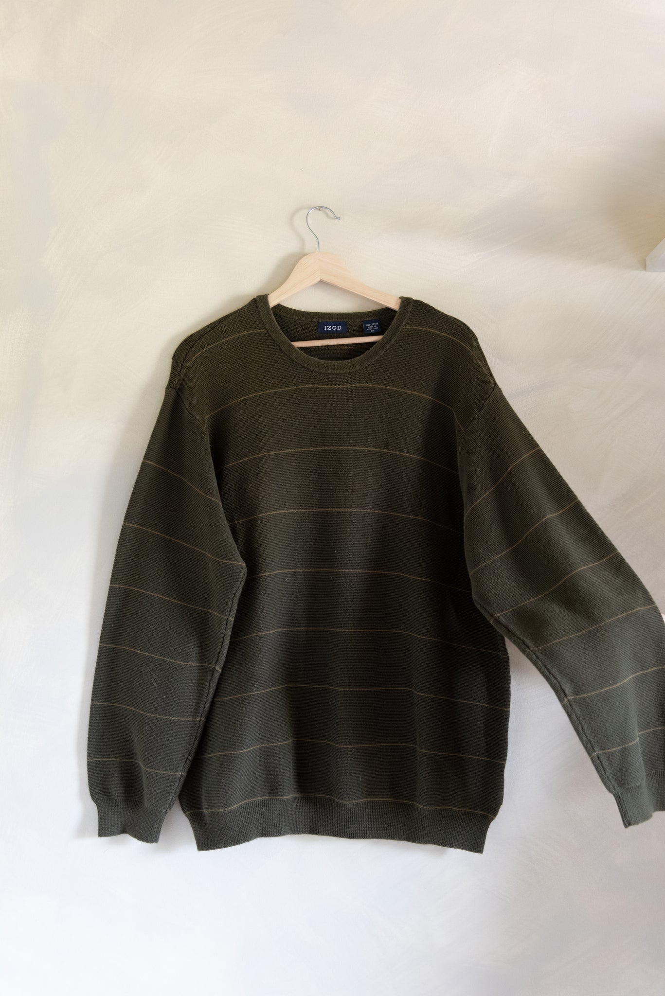 Green Cotton Sweater w/ Golden Stripes (XL)