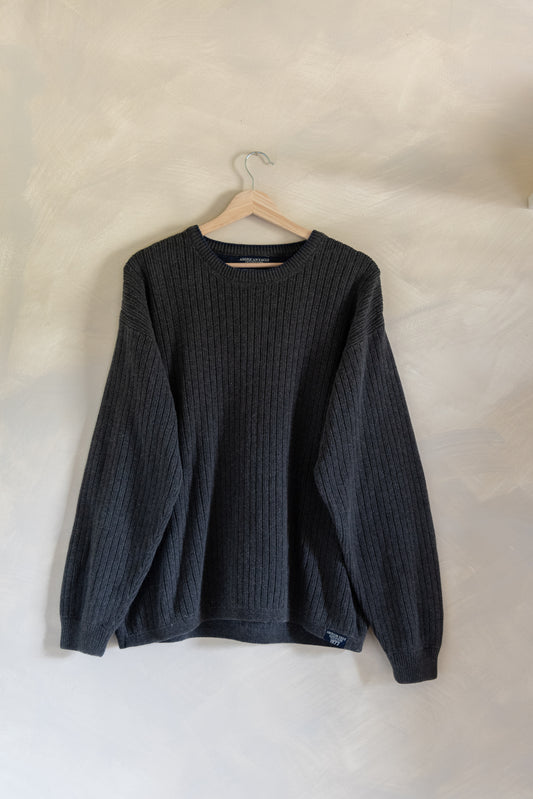 Charcoal Ribbed Cotton Sweater (XL)