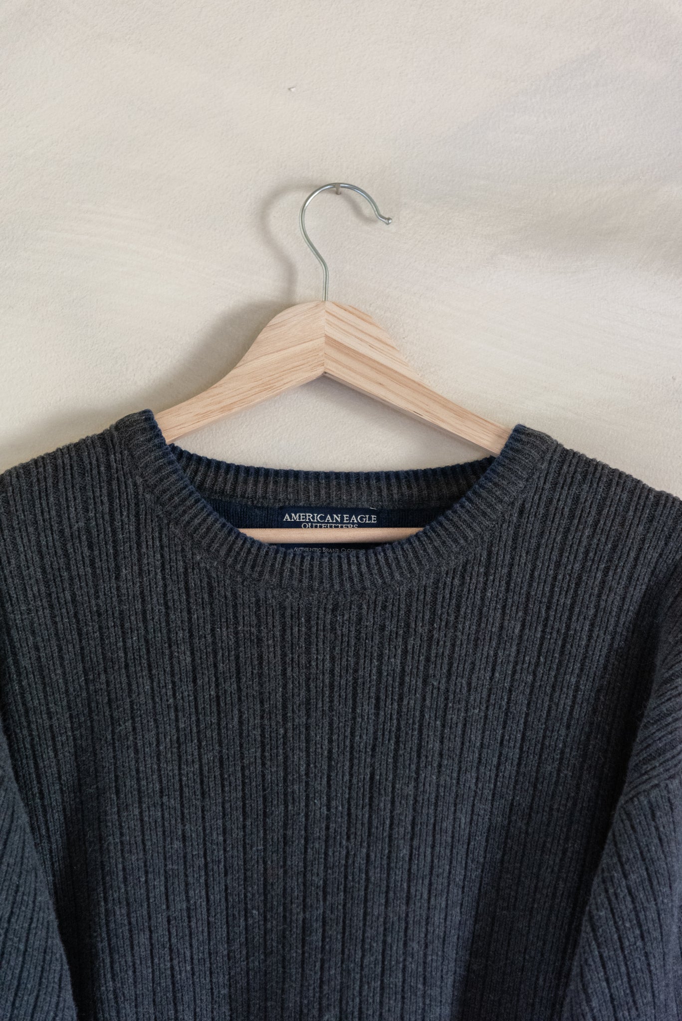 Charcoal Ribbed Cotton Sweater (XL)