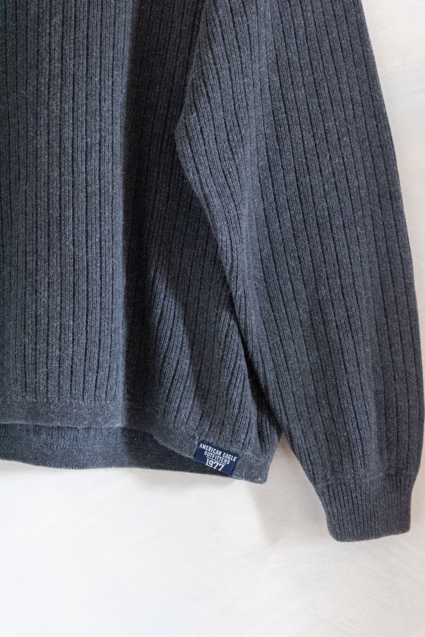 Charcoal Ribbed Cotton Sweater (XL)