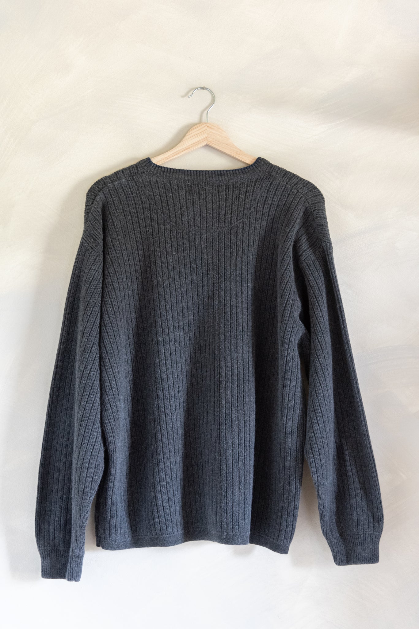 Charcoal Ribbed Cotton Sweater (XL)