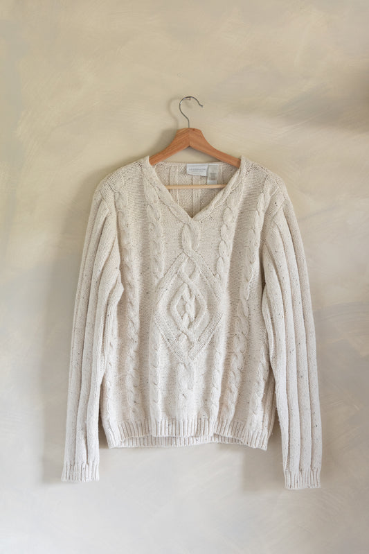 Liz Claiborne Speckled Knit Vneck Sweater (L)