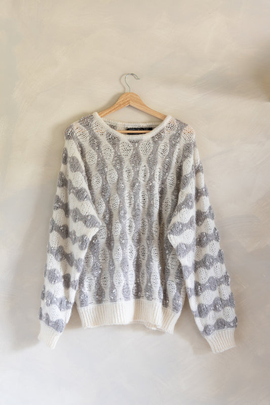 Vintage Bubble Pattern Knit Sweater (XL)