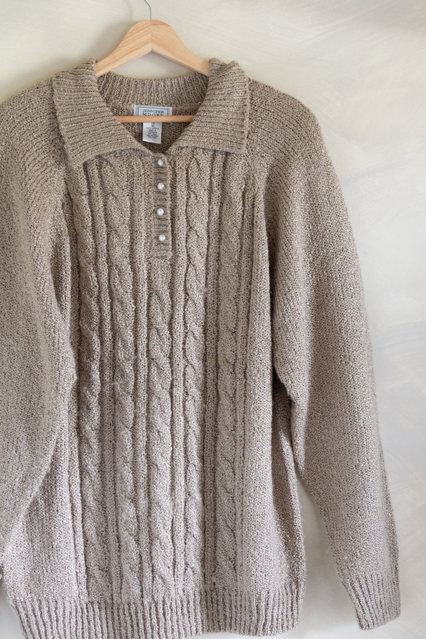 Cozy Collared Sweater w/ Pearl Buttons (XL)